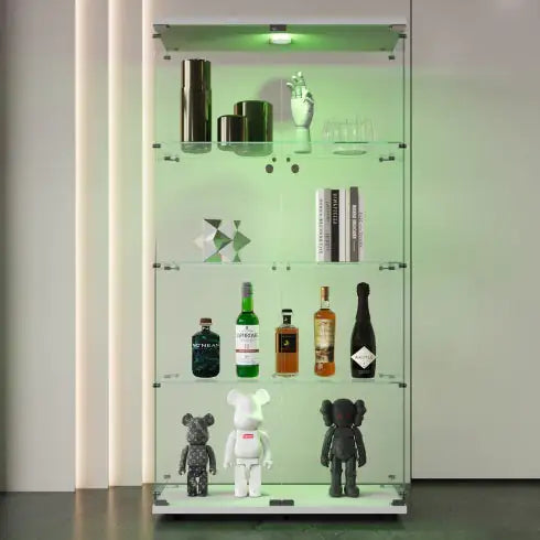 Vitrina de cristal con dos puertas y luces LED