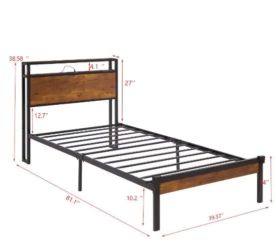 Twin Size LED Metal Bed Frame with Remote Control