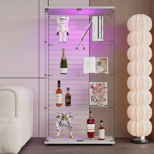 Vitrina de cristal con dos puertas y luces LED