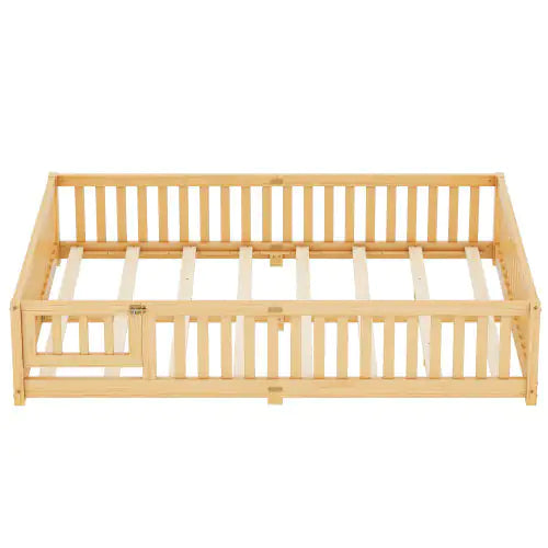 Bed With Safety Guardrails And Door For Kids