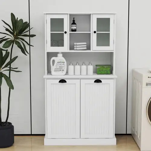 Two-Compartment Tilt-Out Laundry Basket Cabinet