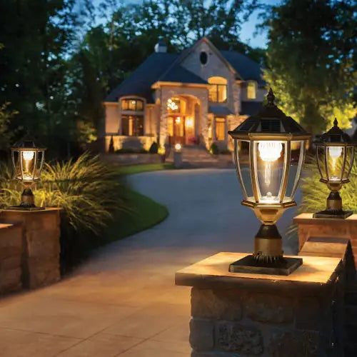 Antique Bronze Solar LED Pillar Light