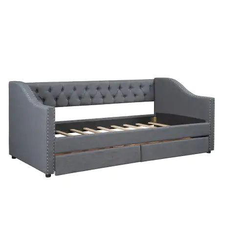Divano letto imbottito con due cassetti