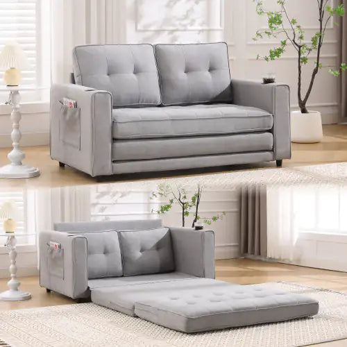 3-in-1 Upholstered Futon Sofa Convertible Sofa Bed