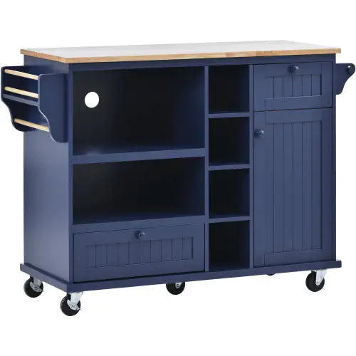 Kitchen Island Cart With Storage Cabinet And Two Locking Wheels