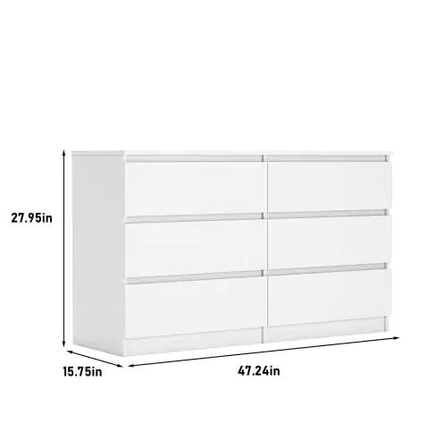 Spacious 6-Drawer White Cabinet