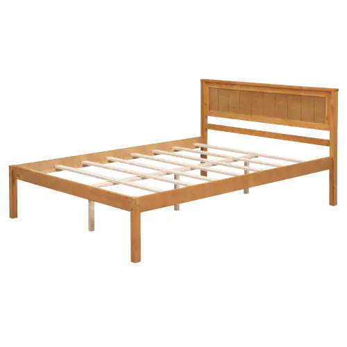 Oak Full Platform Bed with Headboard
