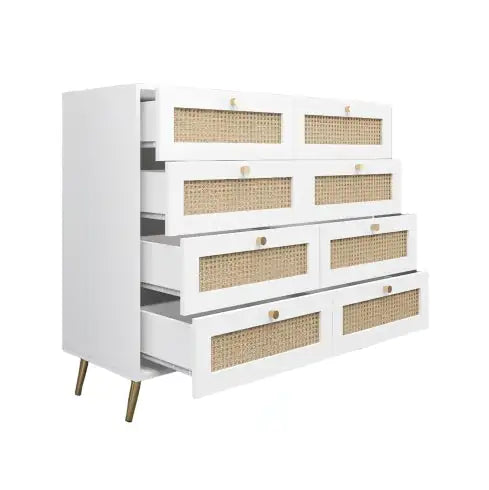 Cómoda blanca de 8 cajones