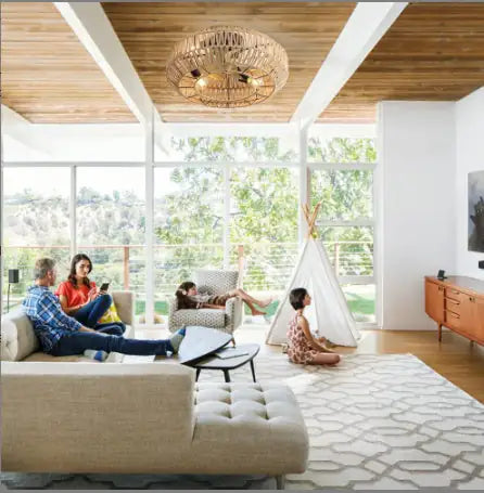 22" Boho Rattan Caged Ceiling Fan