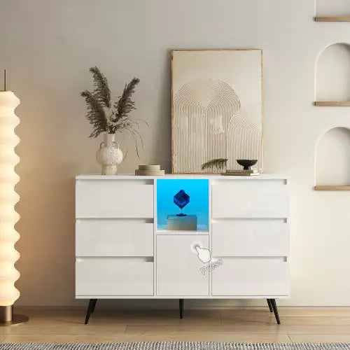 Glossy White LED Sideboard