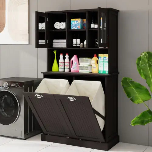 Black Tilt-Out Laundry Basket Cabinet
