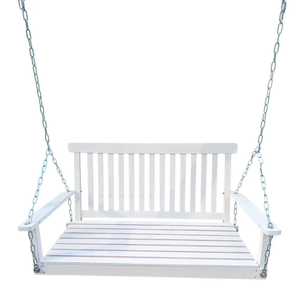 White Wooden Porch Swing