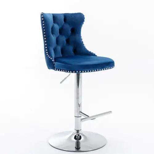 Swivel Velvet Barstools Adjusatble Seat - Set Of 2