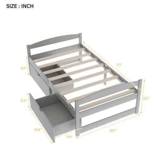 Twin Size Platform Bed with Storage
