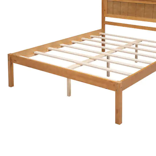 Oak Full Platform Bed with Headboard