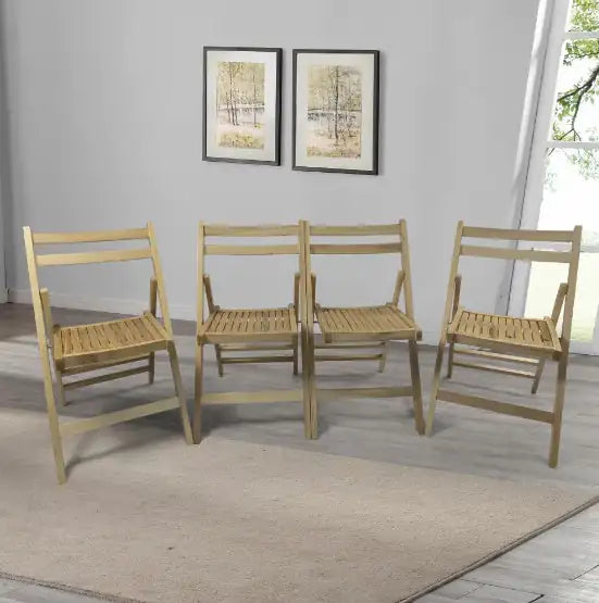 Honey-Toned Wood Folding Chair Set