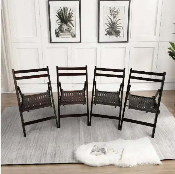 Honey-Toned Wood Folding Chair Set