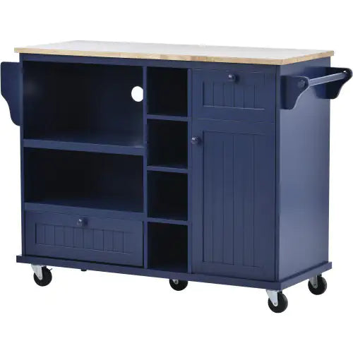 Kitchen Island Cart With Storage Cabinet And Two Locking Wheels