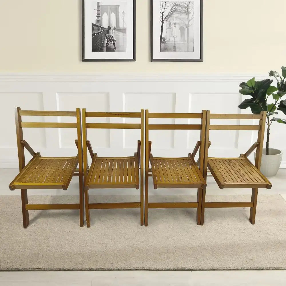 Honey-Toned Wood Folding Chair Set