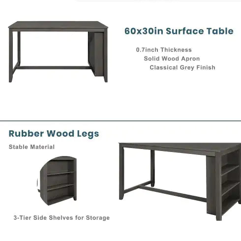 TOPMAX 5-Piece Gray Farmhouse Dining Ensemble