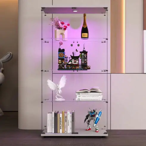 Vitrina de cristal con dos puertas y luces LED