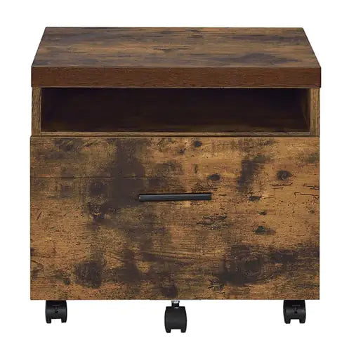 Archivador de 1 cajón en roble desgastado y negro