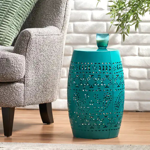 RUBY12 Teal Iron Side Table