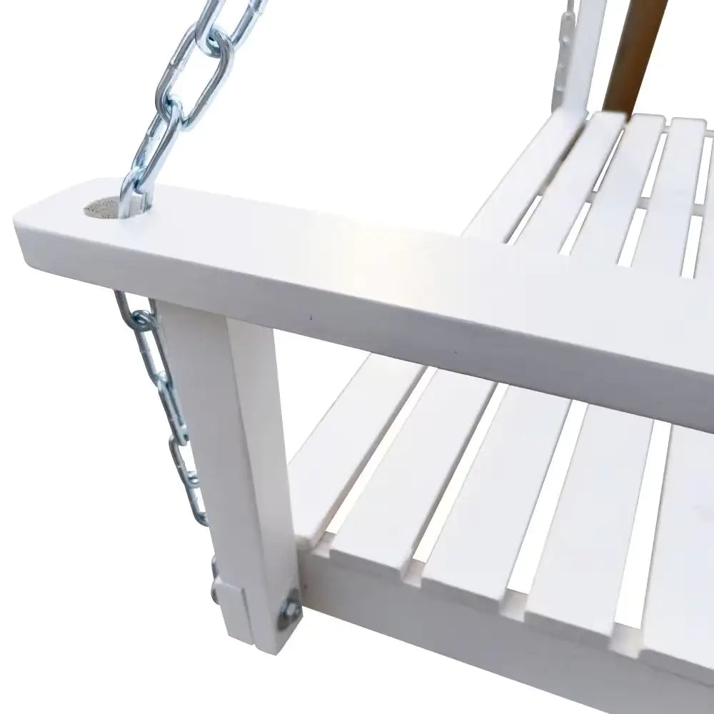White Wooden Porch Swing