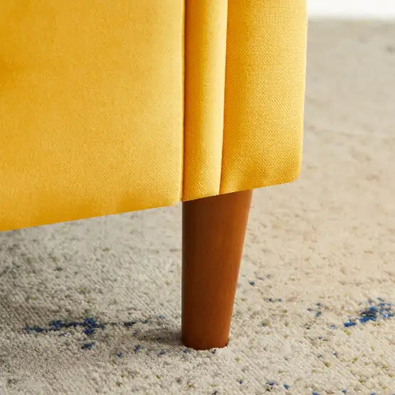 Yellow Linen Storage Ottoman
