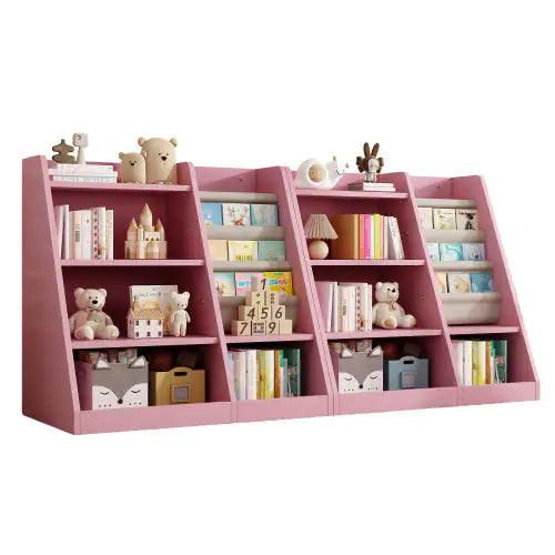 Mobiletto portaoggetti e libreria in legno rosa per bambini