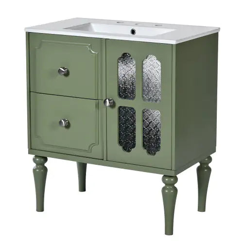 Vintage 30” Bathroom Vanity with Ceramic Sink