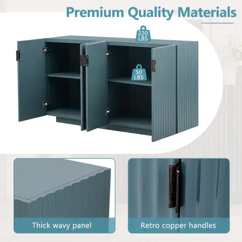 Gabinete lateral de almacenamiento TREXM de 4 niveles con estantes ajustables y manija de cobre vintage