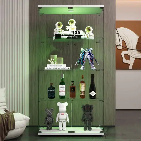 Vitrina de cristal con dos puertas y luces LED