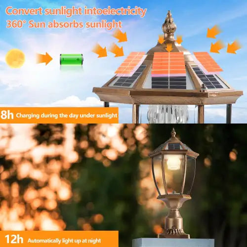 Antique Bronze Solar LED Pillar Light