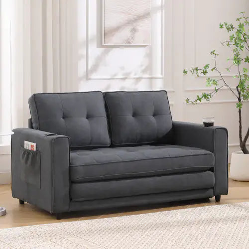 3-in-1 Upholstered Futon Sofa Convertible Sofa Bed