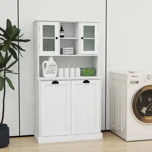Two-Compartment Tilt-Out Laundry Basket Cabinet