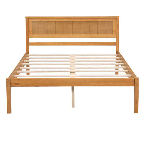 Oak Full Platform Bed with Headboard