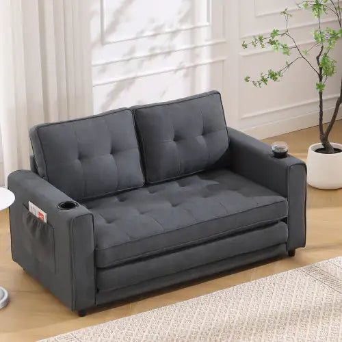 3-in-1 Upholstered Futon Sofa Convertible Sofa Bed