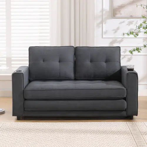 3-in-1 Upholstered Futon Sofa Convertible Sofa Bed