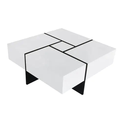 Mesa de centro de diseño único con 4 compartimentos de almacenamiento ocultos