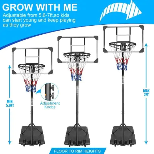 Portable Basketball Goal System With Stable Base And Wheels