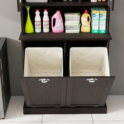 Black Tilt-Out Laundry Basket Cabinet