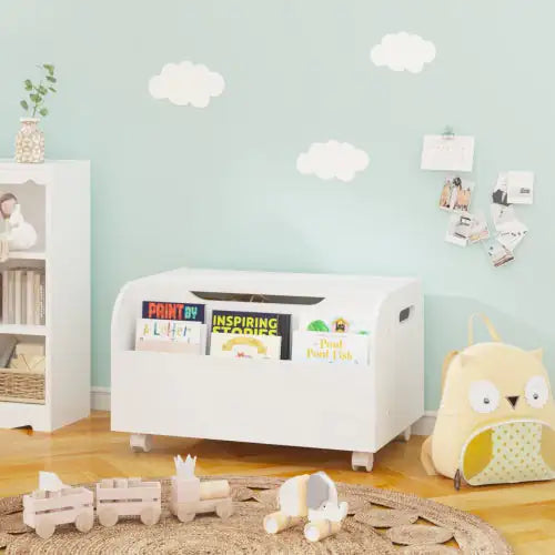 Wooden Toy Box with Wheels