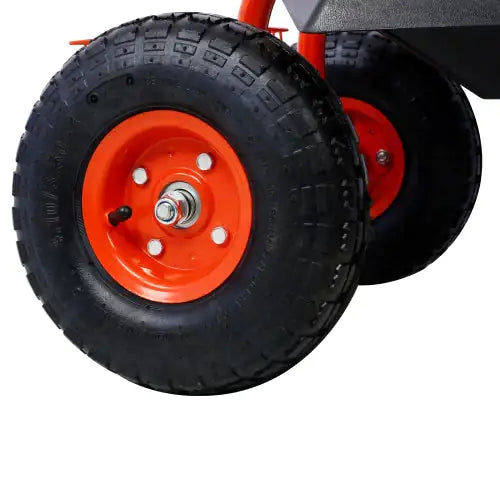 Scooter da giardino girevole con vassoio portautensili e ruote