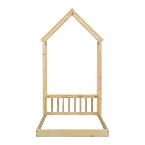 Twin House-shaped Roof Headboard Floor Bed