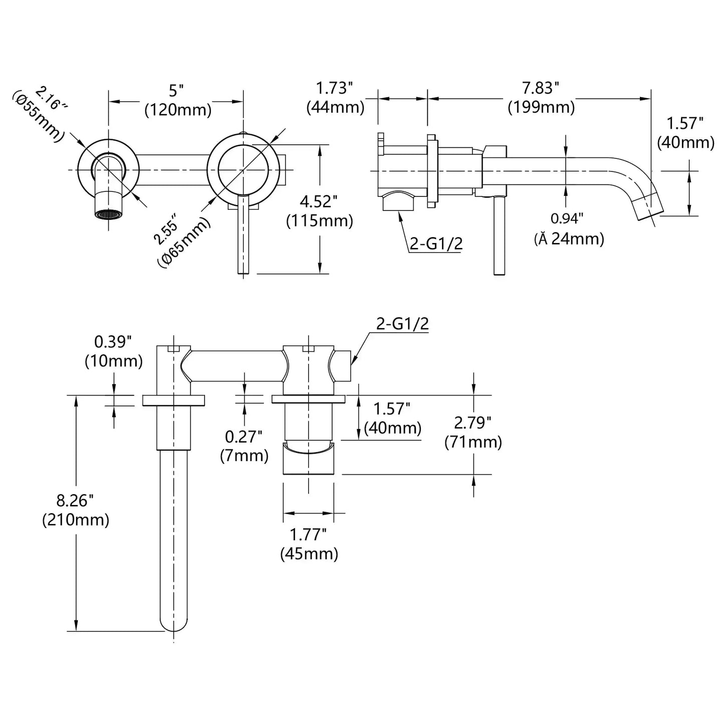 Wall Mount Faucet for Bathroom Sink or Bathtub