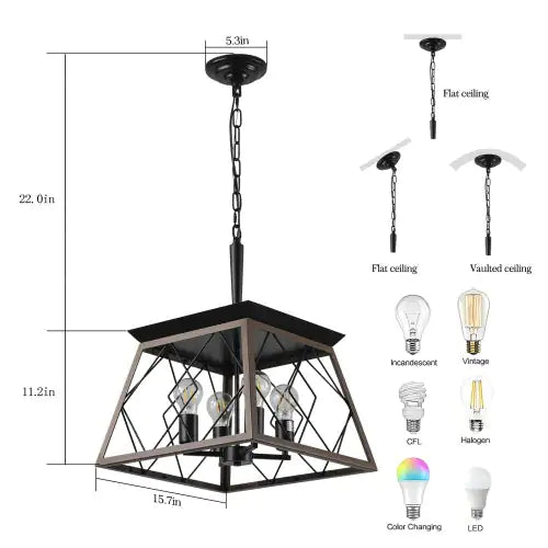 Antique Farmhouse 4-Light Chandelier