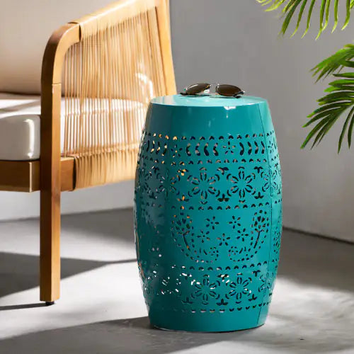 RUBY12 Teal Iron Side Table