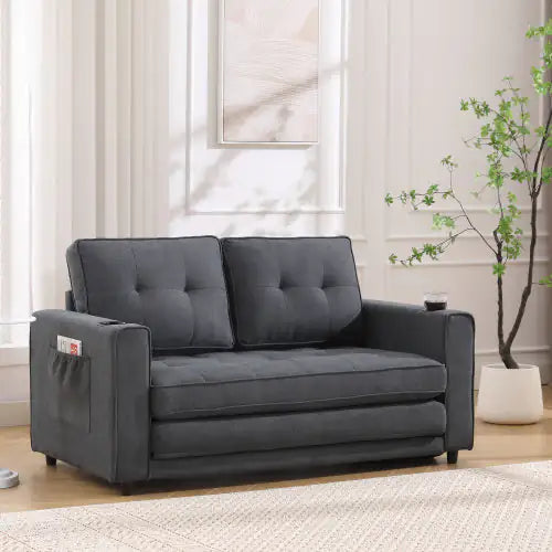 3-in-1 Upholstered Futon Sofa Convertible Sofa Bed