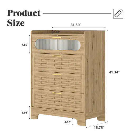 Wood 4-Drawer Dresser